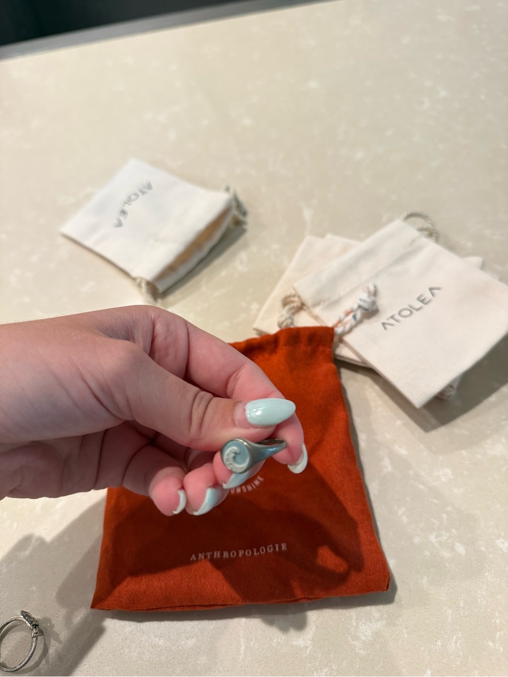 Silver Spiral Ring with Anthropologie Pouch - Silver